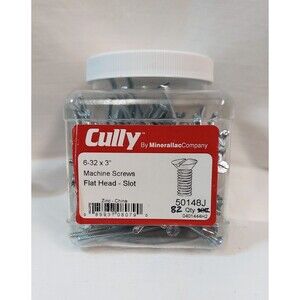 CULLY 6-32 x 3" Machine Screws 82 cnt Flat Head Slotted Zinc Plate by Minerallac